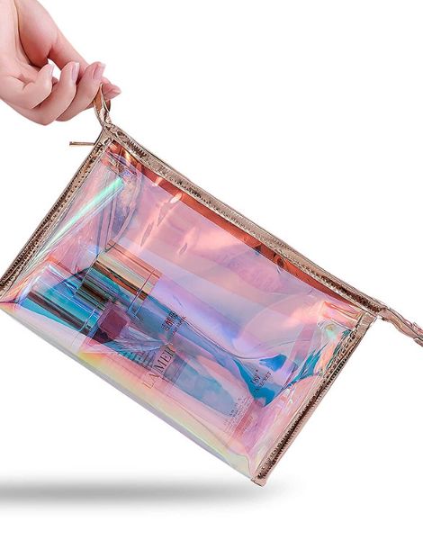 wholesale bulk waterproof holographic makeup cosmetic bag