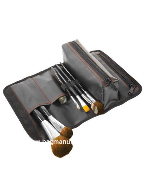 Wholesale Luxury Black PU Leather Cosmetic Bag