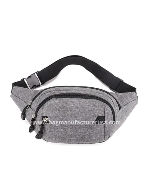 custom large men's belt bag with 4 zipper pockets