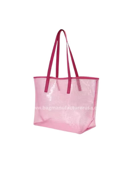 wholesale clear pvc pink tote bag