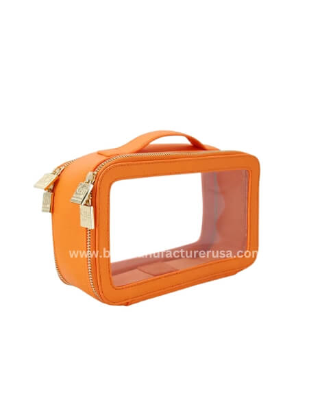 wholesale pu leather clear pvc small toiletry bag