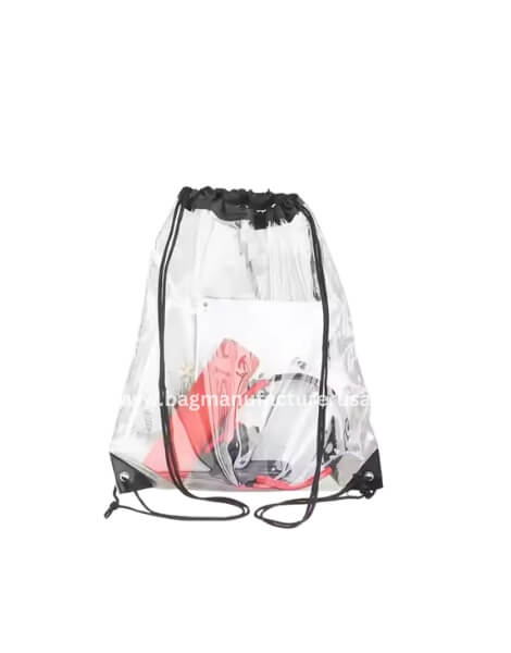 wholesale reusable pvc transparent drawstring bag