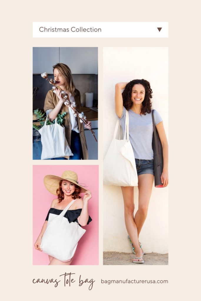 charming canvas tote bags for christmas gifts and festive shopping