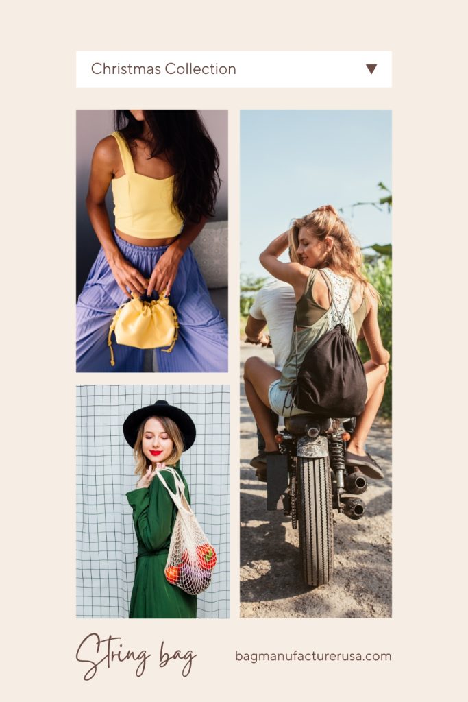 trendy string bags for Christmas gifts and festive use.