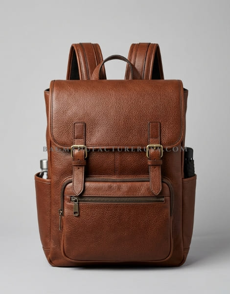 brown leather work backpack wholesaler