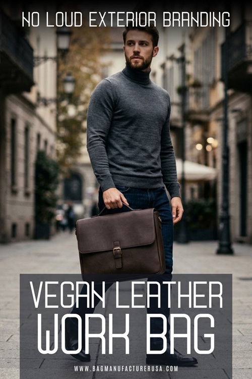 No Loud Exterior Branding Minimalist Vegan Leather Work Bags